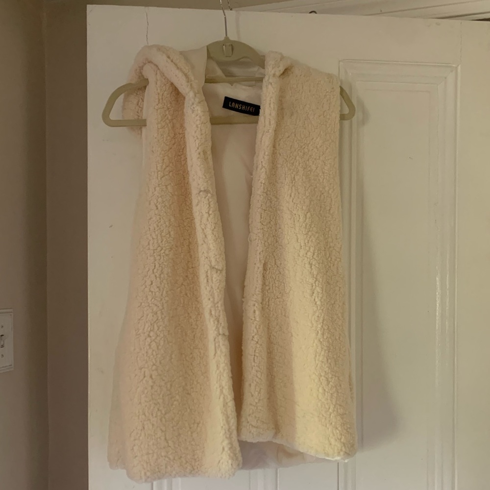 Solid Shearling Hooded Teddy Vest